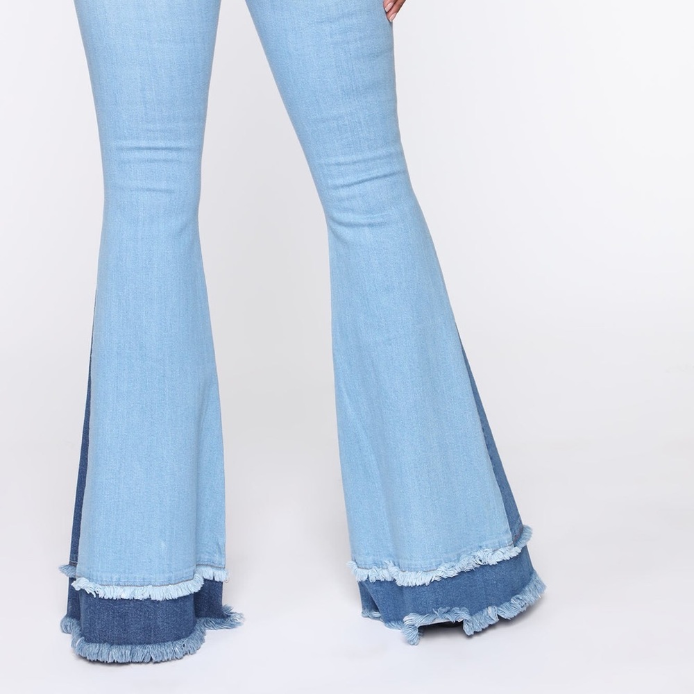 NWT Fashion Nova Only Good Vibes Bell Bottom Jeans SZ 14